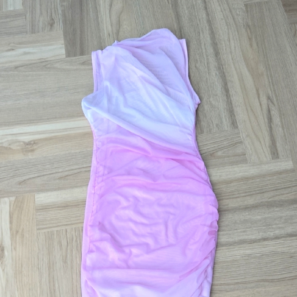 ZARA Pink and White Sleeveless Dress MEDIUM - Picture 3 of 5